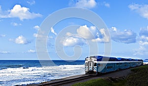 Train on the Ocean Cliff, California