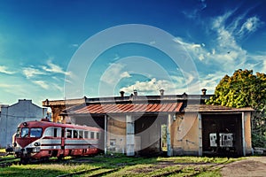 Train at old depot outdoor