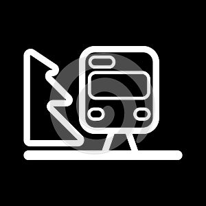 Train outline vector. Isolated on black.