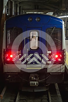 Train parked in a lane before leaving at Grand Central Station in Manhattan photo