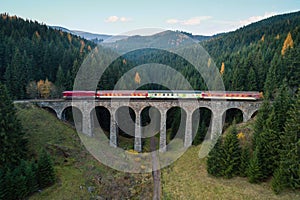 Train passing through Chmarossky viaduct, Slovakia