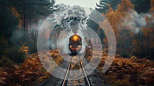 Train Passing Through Dense Forest