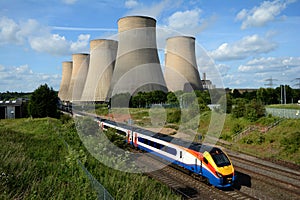 Train passing power station