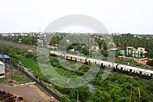 Train Passing through Suburbs of Chennai, India