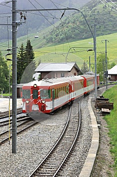 Train passing a village