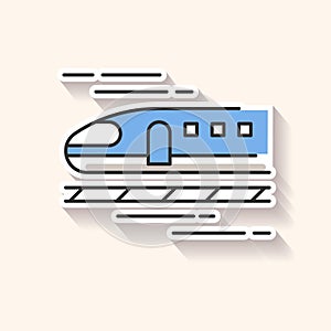 Train patch. High speed shinkansen. Japanese bullet train for trip. Rapid transit. Railway for traveling. Tourism