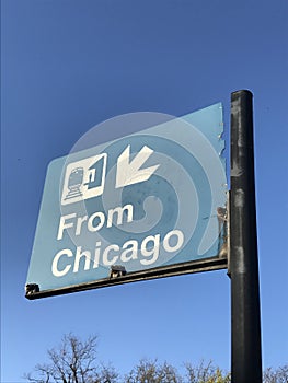 Train Platform Sign in Suburban Chicago
