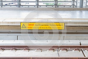 Train platform warning sign