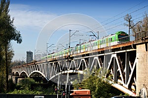 Train on the Poniatowski Bridge in Warsaw