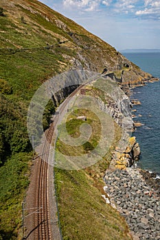 Train rail in Cliff walk trail in Bray