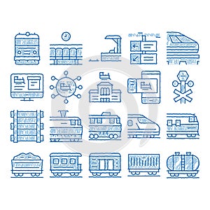 Train Rail Transport icon hand drawn illustration