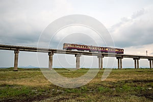 Train on rail way
