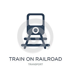 train on railroad icon in trendy design style. train on railroad icon isolated on white background. train on railroad vector icon