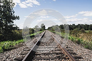 Train rails in the field