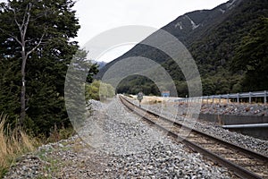 train rails in New Zealand High country and Wilderness from Hiking Picton to Invercargill