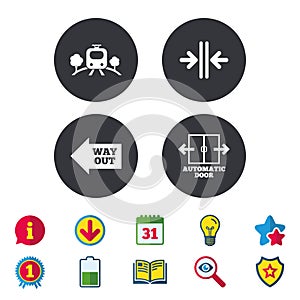 Train railway icon. Automatic door symbol.