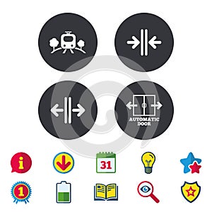 Train railway icon. Automatic door symbol.