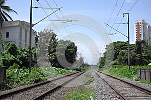 Train railway in Kozhikode Calicut. India