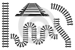 Train railway road rails constructor elements vector illustration