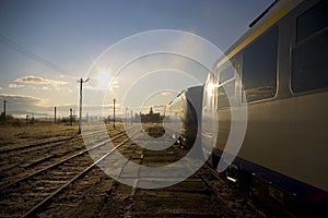 Train at a railway station