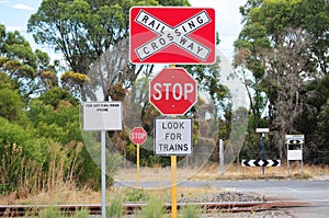 Train railway stop traffic sign