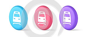 Train railway subway locomotive button rail passenger transportation travel 3d isometric circle icon