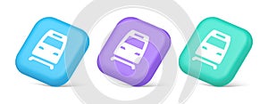 Train railway subway locomotive button rail passenger transportation travel 3d isometric icon