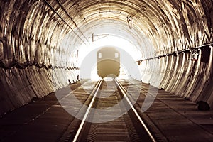 Train in railway tunnel