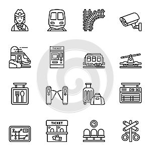 Train and railways line icon set 1.