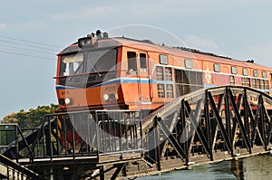 Train ran on bridge on river Kwai