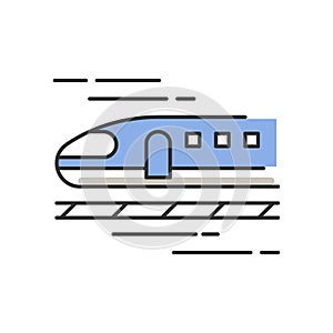 Train RGB color icon. High speed shinkansen. Japanese bullet train. Rapid transit. Railway for traveling. Tourism