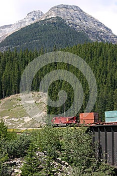 Train in Rocky Mountains