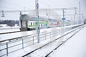 Train at rovaniemi station in winter