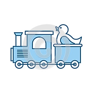 Train with rubber duck toy icon