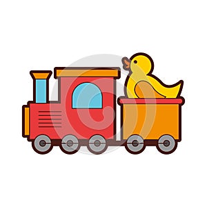 Train with rubber duck toy icon