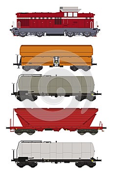 Train set Freight wagons and Locomotive