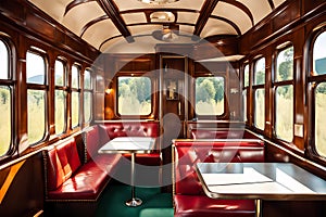 Train side Opulence: Wooden Wonderland in a Luxury Retro Train Cabin