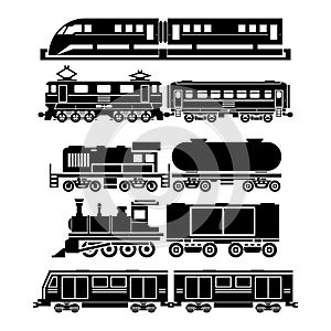 Train, sky train, subway vector icons set