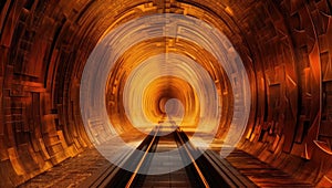 A train speeding through a tunnel with motion. Generative AI