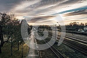 Train station in beautiful sunlight