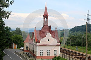 Train station in Carpatians, Ukraine