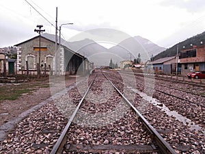 Train station on cloudy day photo