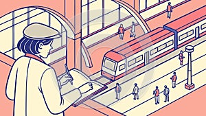 Train Station Commute Scene, vector design Generative AI