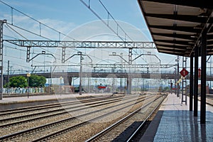 Train station with empty rails