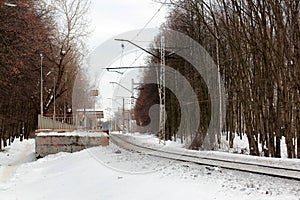 Train station in the forest in winter