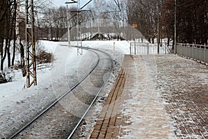 Train station in the forest in winter