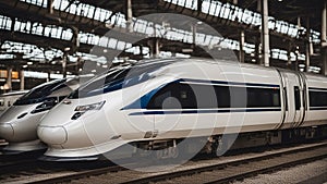 train on the station high speed train to china streamlined bullet arriving railway