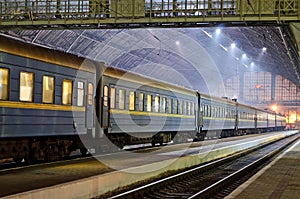 Train station in Lvov at night