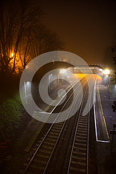 Train station at night Guildford Surrey England