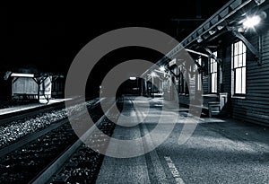 The train station at night, Harper's Ferry, West Virginia.